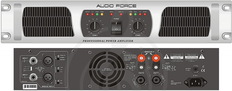 Аналоговый усилитель мощности Усилители мощности Audio Force Audio Force MA-800 Усилитель мощности 2х800 Вт/8 Oм, 2х1350 Вт/4 Oм MA-800 - фото 1