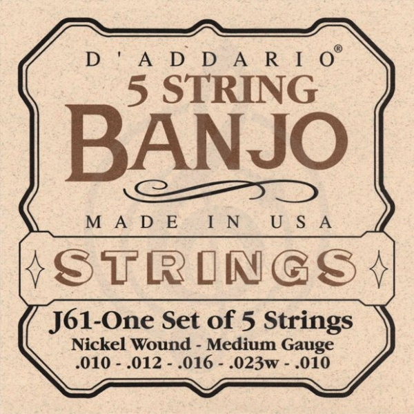 Струны для банджо Струны для банджо D'Addario D'Addario J61 - струны для банджо, 5 String and Tenor Banjo/Medium/Nickel J61 - фото 1