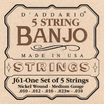 Струны для банджо Струны для банджо D'Addario D'Addario J61 - струны для банджо, 5 String and Tenor Banjo/Medium/Nickel J61 - фото 1