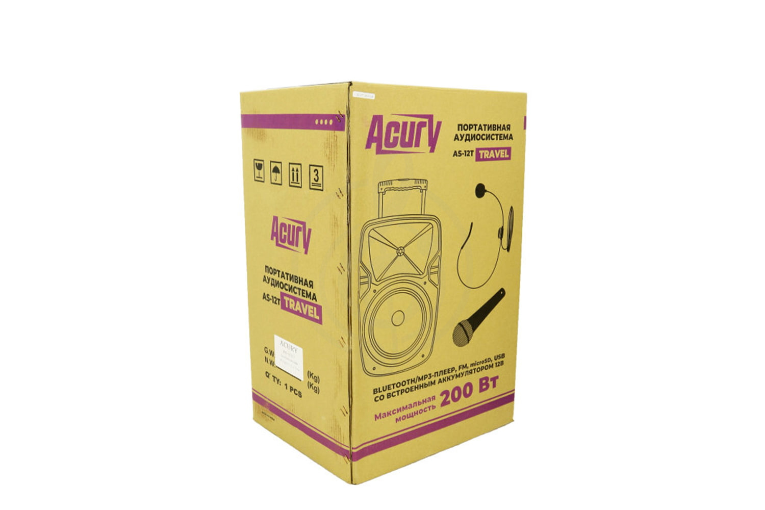 Активная акустическая система Активные акустические системы ACURY ACURY AS-12T - Мобильная акустическая система со встроенным усилителем, аккумулятором и 1 микрофоном AS-12T - фото 3