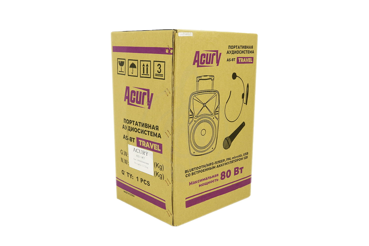 Активная акустическая система Активные акустические системы ACURY ACURY AS-8T - Мобильная акустическая система со встроенным усилителем, аккумулятором и 1 микрофоном AS-8T - фото 4