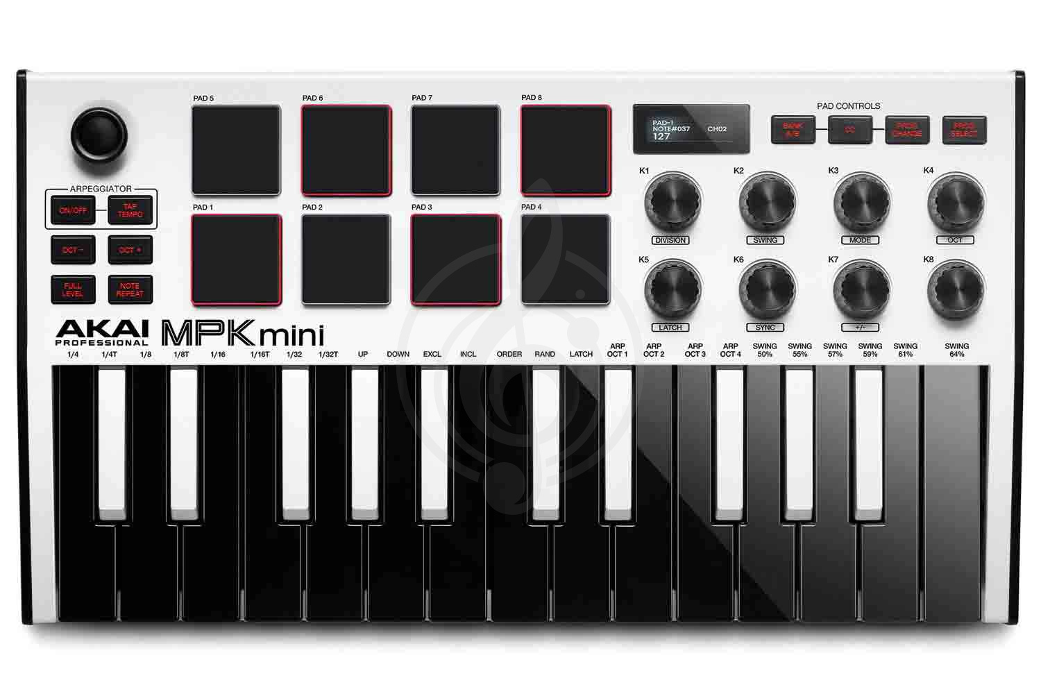 MIDI-клавиатура AKAI MPK MINI 3 WHITE - Midi-клавиатура, Akai MINI 3 WHITE в магазине DominantaMusic - фото 1