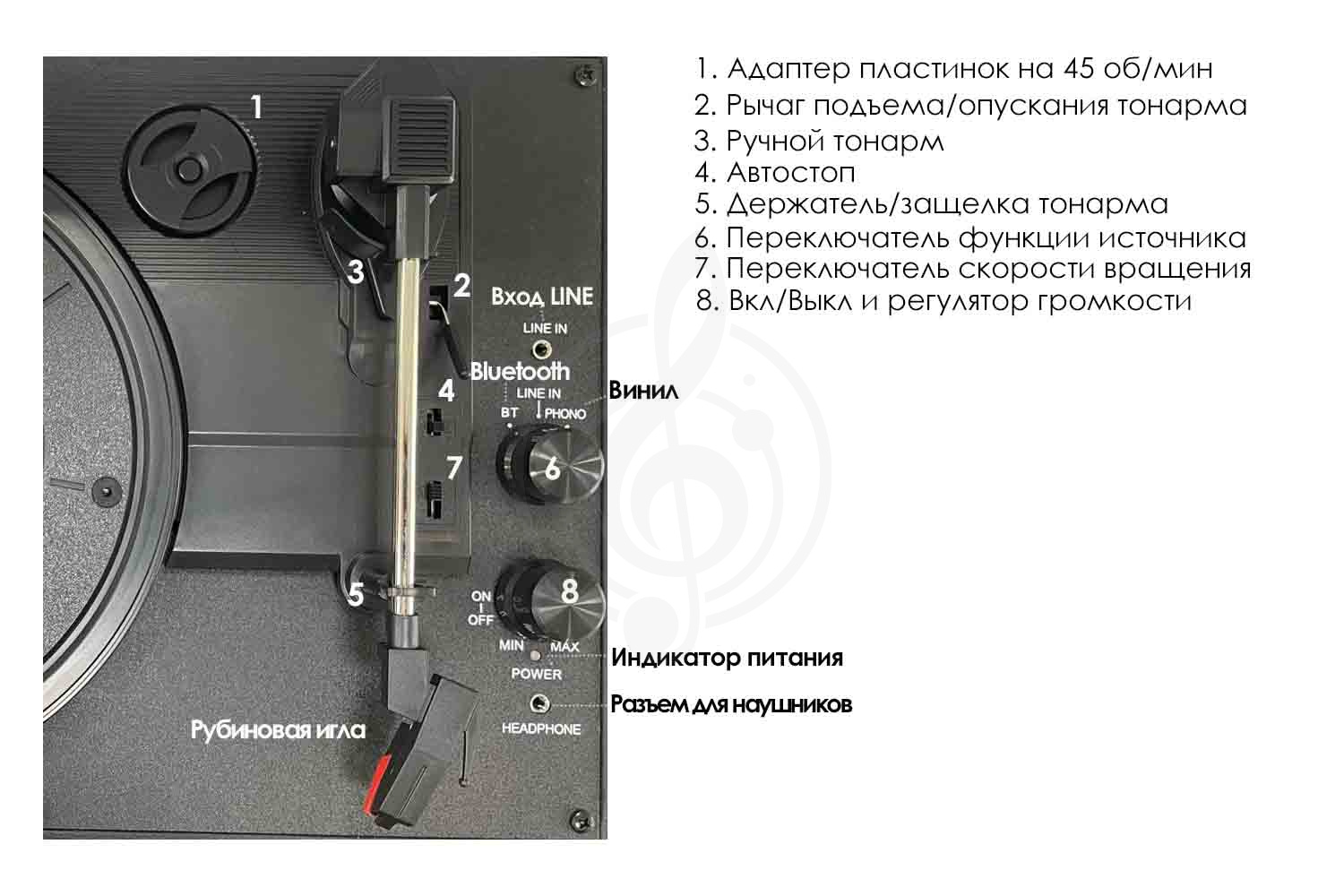 Виниловый проигрыватель Aria Vinyl VRP-1 BK - Виниловый проигрыватель, Aria Vinyl VRP-1 BK в магазине DominantaMusic - фото 3