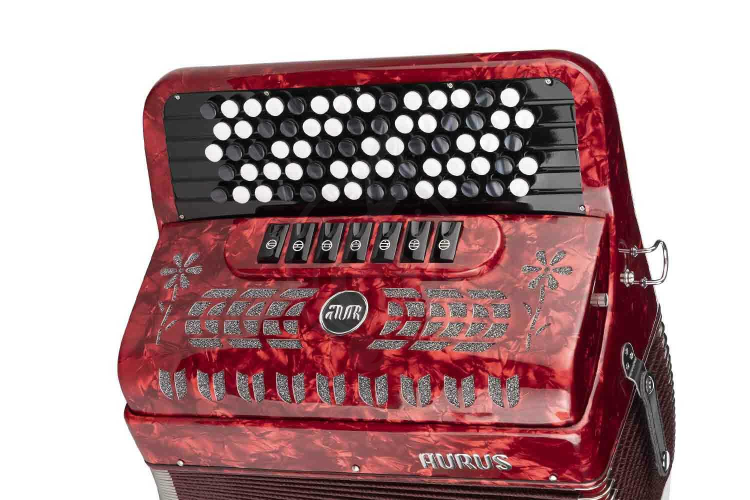 Кнопочный аккордеон Aurus JH5120-R - Аккордеон кнопочный 70/120/7/2, красный, с футляром, Aurus JH5120-R в магазине DominantaMusic - фото 2