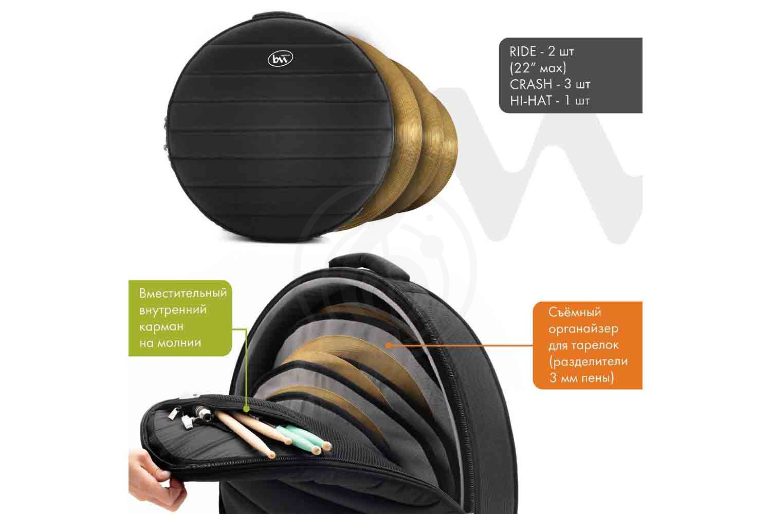 Чехол для тарелки BAG&music BM1215 CymbalBox - Чехол для Тарелок 22", BAG&music BM1215 в магазине Доминанта мьюзик - фото 2