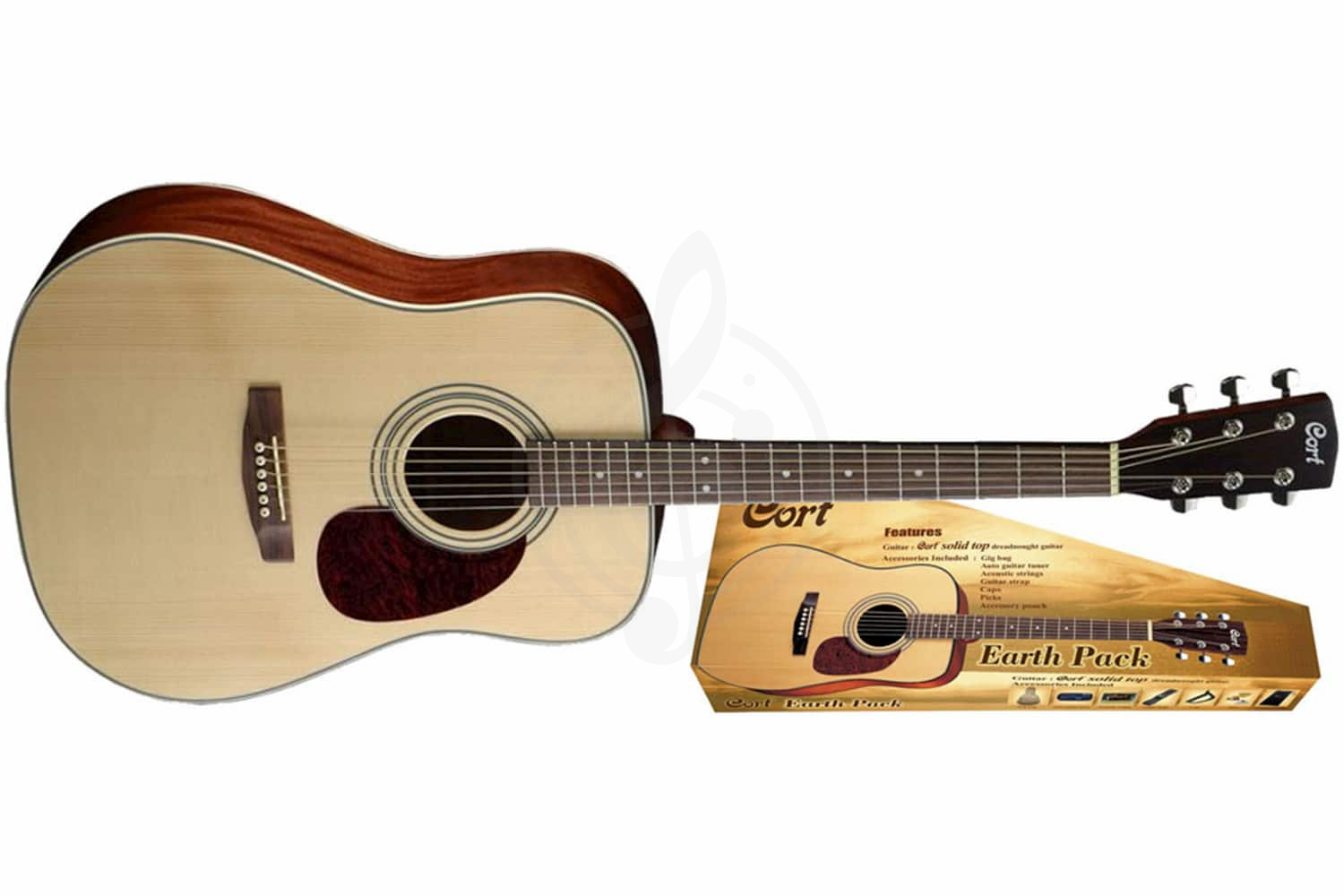 Акустическая гитара Акустические гитары Cort Cort EARTHPACK-OP Earth Series - Акустическая гитара (комплект) + аксессуары, цвет натуральный EARTHPACK-OP - фото 2