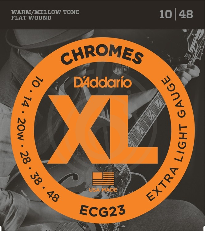 Струны для электрогитары Струны для электрогитар D'Addario D'Addario ECG23 - струны для электрогитары Extra Light, хром, 3-я в оплётке, 10-48 ECG23 - фото 1