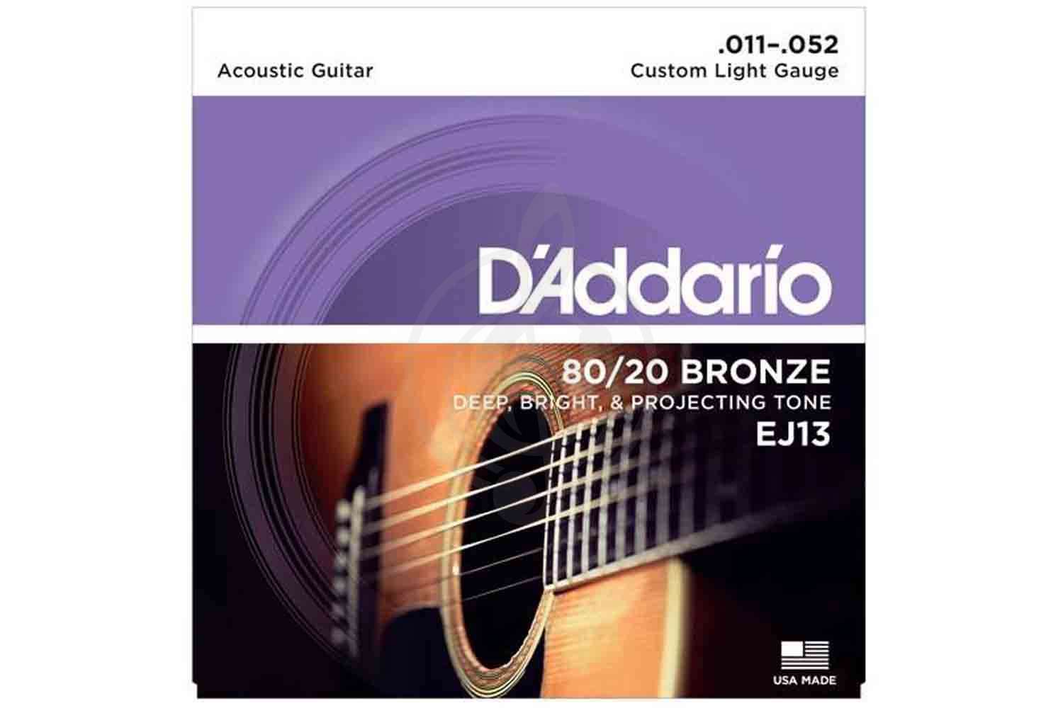 Струны для акустической гитары Струны для акустических гитар D'Addario D'Addario EJ13 - Струны для акустической гитары, бронза 11-52 EJ13 - фото 1