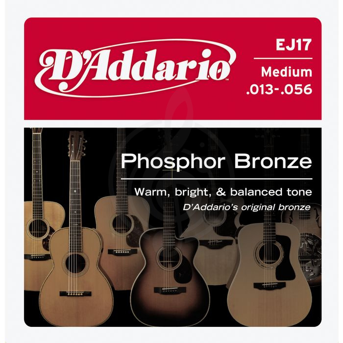 Струны для акустической гитары Струны для акустических гитар D'Addario D'Addario EJ17 - струны для ак. гитары фосфор/бронза, Medium 13-56 EJ17 - фото 2