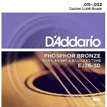 Струны для акустической гитары Струны для акустических гитар D'Addario D'Addario EJ26-3D Струны для акустической гитары 11-52 EJ26-3D - фото 1