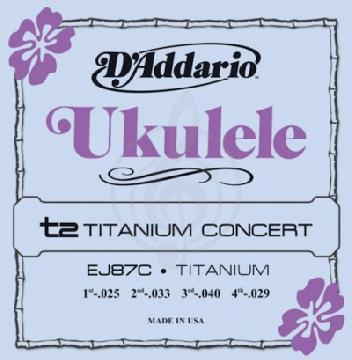 Изображение D'Addario EJ87C Titanium Комплект струн для концертного укулеле, Толщины струн: 28-40