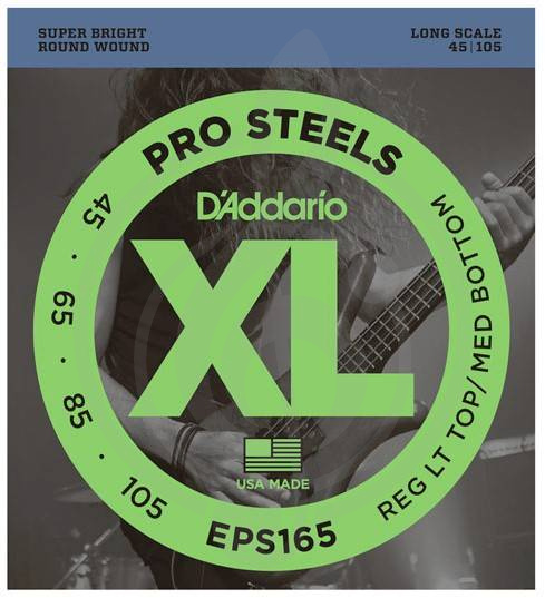 Струны для бас-гитары Струны для бас-гитар D'Addario D'Addario EPS165 ProSteels - Комплект струн для бас-гитары, Custom Light, 45-105, Long Scale EPS165 - фото 1