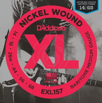 Изображение D`Addario EXL157 XL NICKEL WOUND Струны для электрогитары Baritone-Medium 14-68 