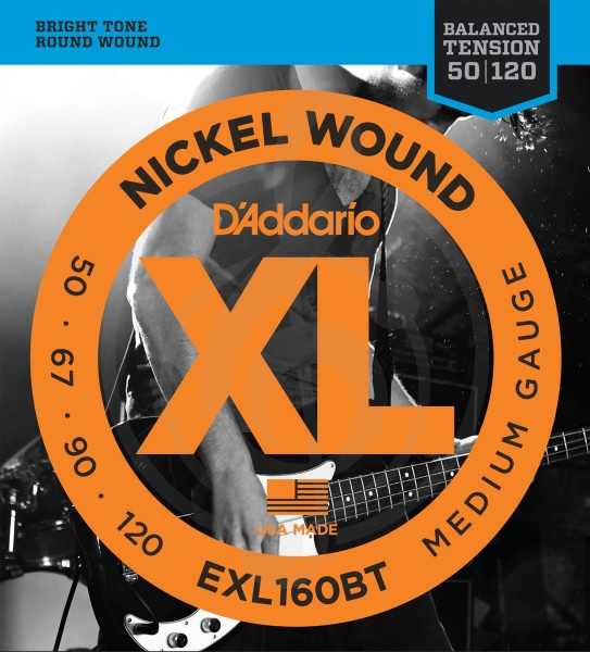 Струны для бас-гитары Струны для бас-гитар D'Addario D'Addario EXL160BT - Струны БАС long 050-120 EXL160BT - фото 1