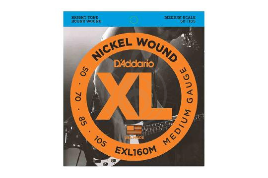 Струны для бас-гитары D'Addario EXL160M Nickel Wound Комплект струн для бас-гитары, Medium, 50-105, Medium Scale, D'Addario EXL160M в магазине DominantaMusic - фото 1