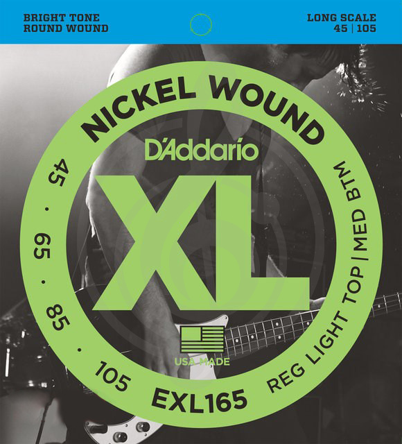 Струны для бас-гитары Струны для бас-гитар D'Addario D'Addario EXL165 XL - Струны для бас-гитары 45-105 EXL165 XL - фото 1