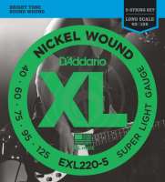 Изображение D'Addario EXL220-5 Струны для 5-струнной бас-гитары 40-125