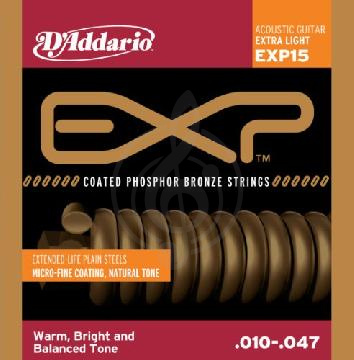 Изображение D'Addario EXP15 Струны для акуст гитары 10-47