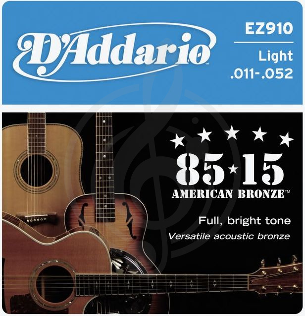 Струны для акустической гитары Струны для акустических гитар D'Addario D'Addario EZ910 Струны для акустической гитары 11-52 EZ910 - фото 1