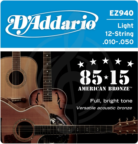 Струны для акустической гитары Струны для акустических гитар D'Addario D'Addario EZ940 Струны для 12-ти струнной акустической гитары 10/10 - 50/26 EZ940 - фото 1