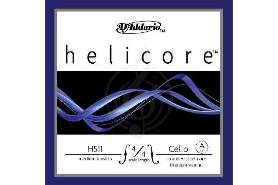 Струны для виолончели D'Addario H511-4/4M Helicore - Отдельная струна Ля/A для виолончели 4/4, среднее натяжение, D'Addario H511-4/4M Helicore в магазине DominantaMusic - фото 1