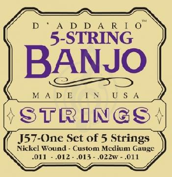 Изображение D'Addario J57 - струны для банджо, 5 String and Tenor Banjo/Custom Medium/Nickel
