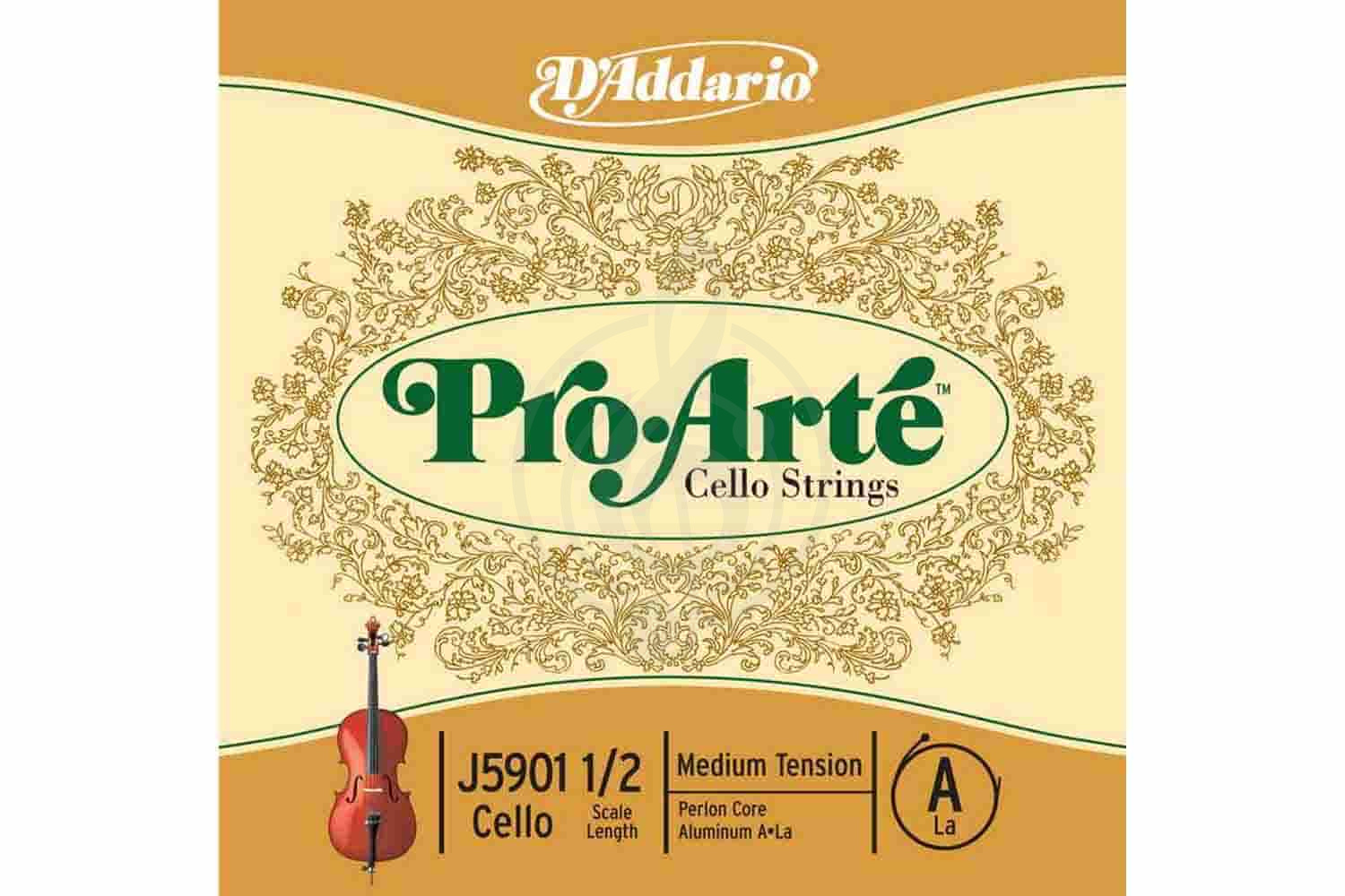 Струны для виолончели D'Addario J5901-1/2M-B10 Pro-Arte - Отдельная струна A/Ля для виолончели 1/2, среднее натяжение, D'Addario J5901-1/2M-B10 Pro-Arte в магазине DominantaMusic - фото 1