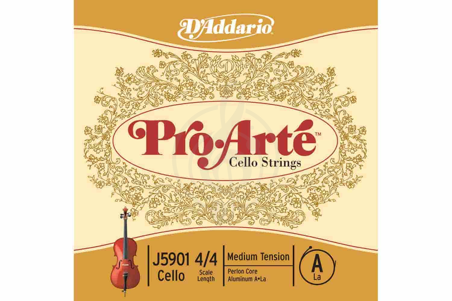 Струны для виолончели D'Addario J5901-4/4M Pro-Arte - Отдельная струна A/Ля для виолончели 4/4, среднее натяжение, D'Addario J5901-4/4M Pro-Arte в магазине DominantaMusic - фото 1