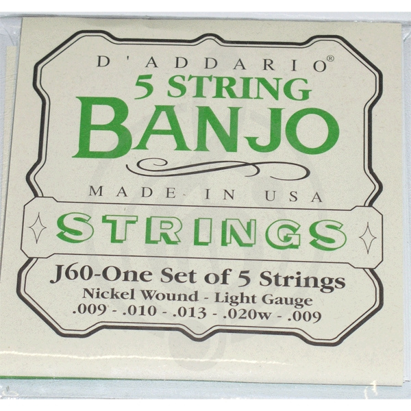 Струны для банджо Струны для банджо D'Addario D'Addario J60 - струны для банджо, 5 String and Tenor Banjo/Light/Nickel J60 - фото 1