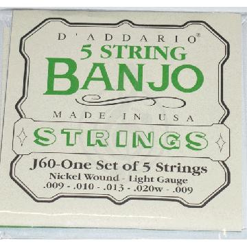 Изображение D'Addario J60 - струны для банджо, 5 String and Tenor Banjo/Light/Nickel