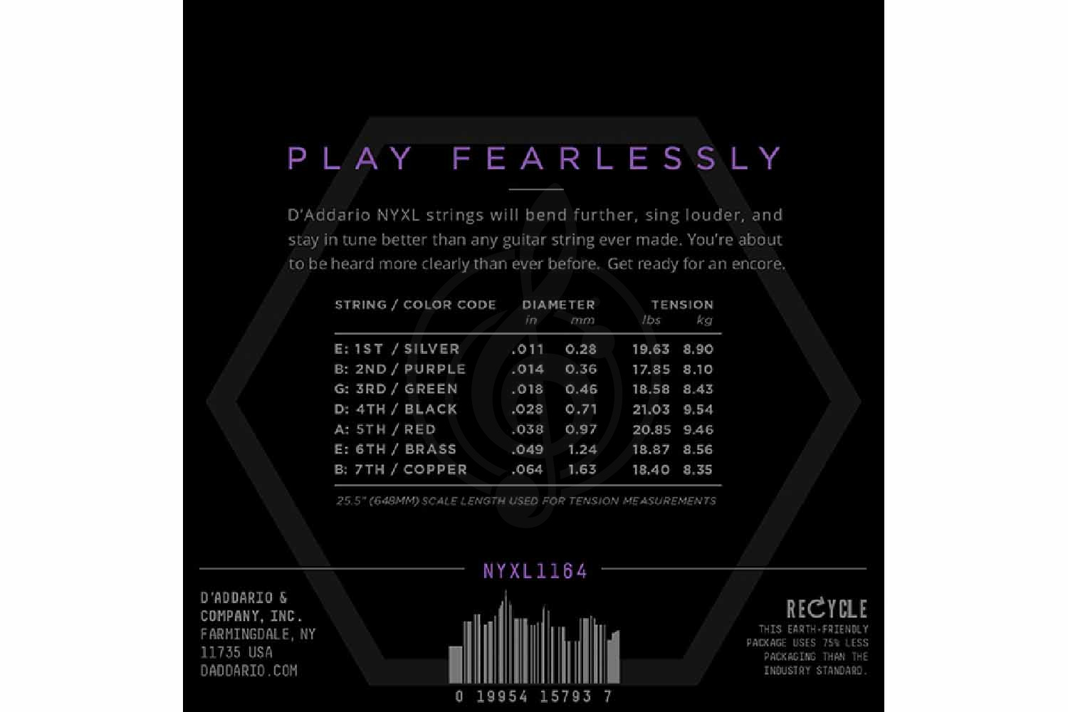 Струны для электрогитары D'Addario NYXL1164 NYXL - Комплект струн для 7-струнной электрогитары, D'Addario NYXL1164 NYXL в магазине Доминанта мьюзик - фото 2
