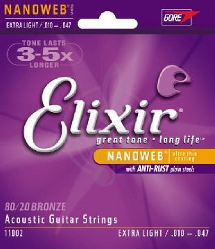 Струны для акустической гитары Струны для акустических гитар Elixir Elixir 11002 NanoWeb - струны для акустической гитары 10-47 11002 - фото 1