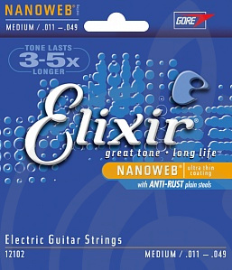 Струны для электрогитары Струны для электрогитар Elixir Elixir 12102 NanoWeb струны для электрогитары Medium 11-49 12102 - фото 1