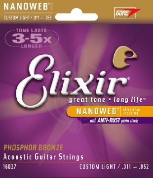 Струны для акустической гитары Струны для акустических гитар Elixir ELIXIR 16027 струны для акустической гитары 11-52 16027 - фото 1