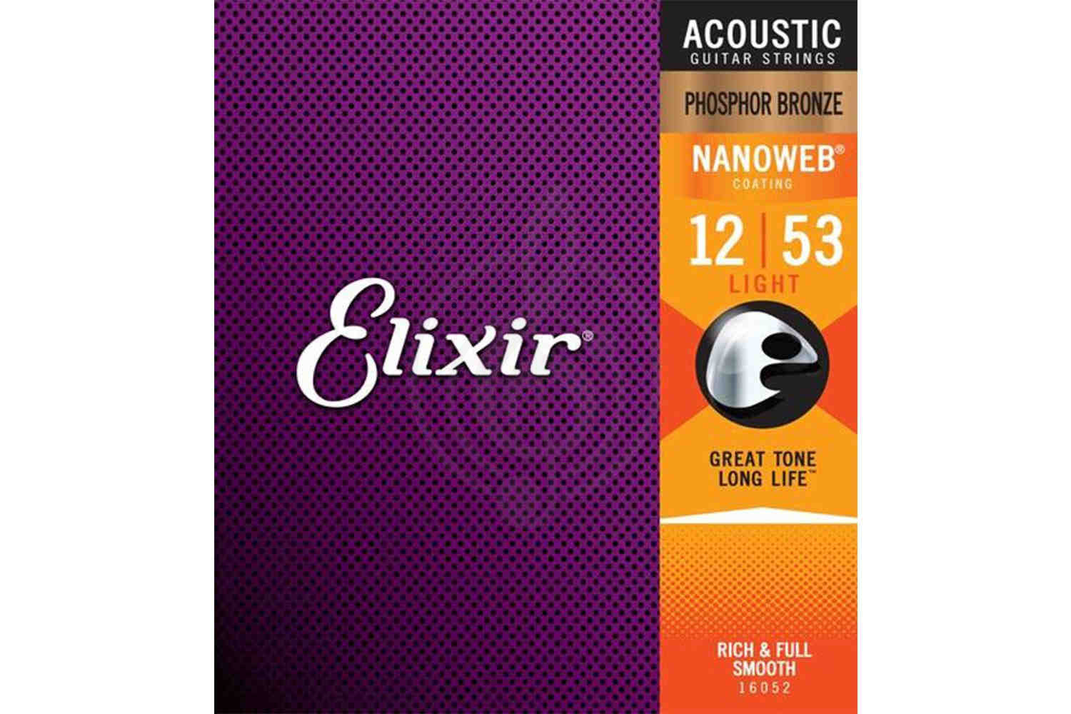 Струны для акустической гитары Струны для акустических гитар Elixir Elixir 16052 NANOWEB - Комплект струн для акустической гитары, легкое натяжение, бронза, 12-53 16052 - фото 2