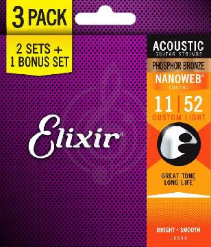 Изображение Elixir 16544 NanoWeb - струны для акустич. гитары 11-52