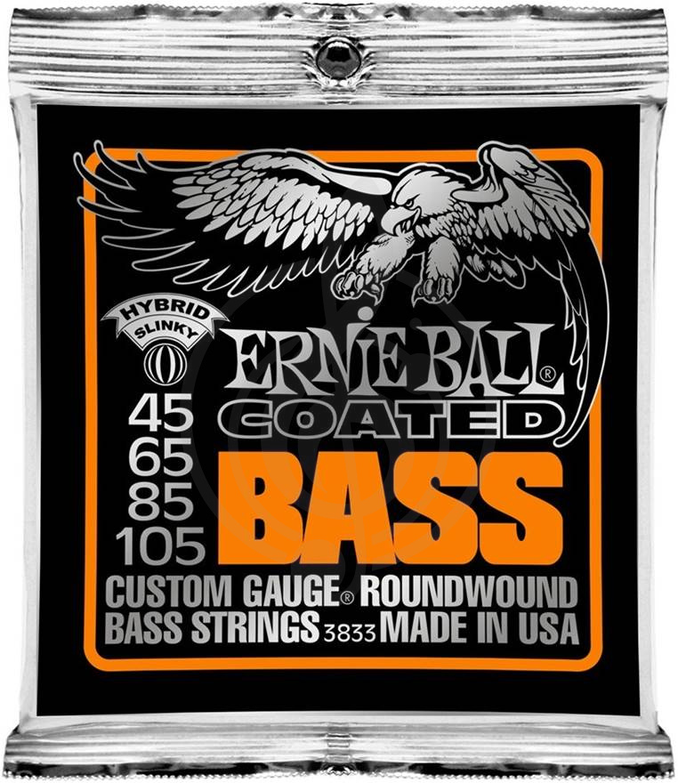 Струны для бас-гитары Струны для бас-гитар Ernie Ball Ernie Ball 3833 струны для бас-гитары Coated Bass Hybrid Slinky (45-105) покрытые спец. сплавом 3833 - фото 1