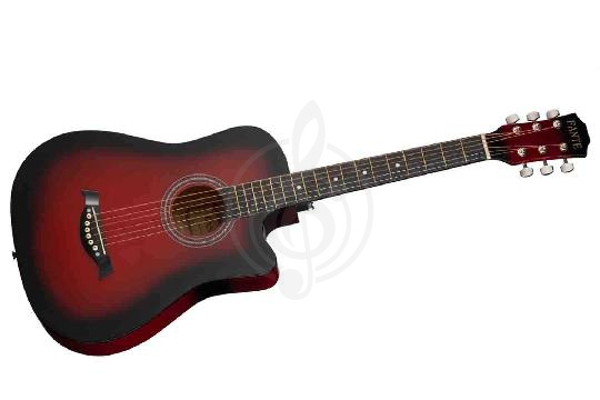 Изображение Fante FT-D38-RDS Акустическая гитара, с вырезом, красный санберст