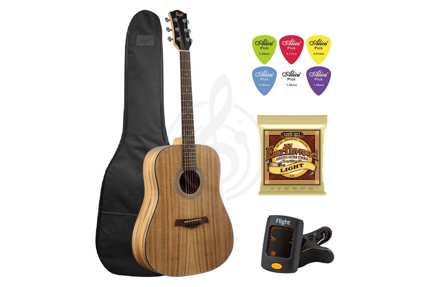 Акустическая гитара FLIGHT D-175 AC dPACK 1 - Гитара акустическая набор, Flight D-175 AC dPACK 1 в магазине DominantaMusic - фото 1