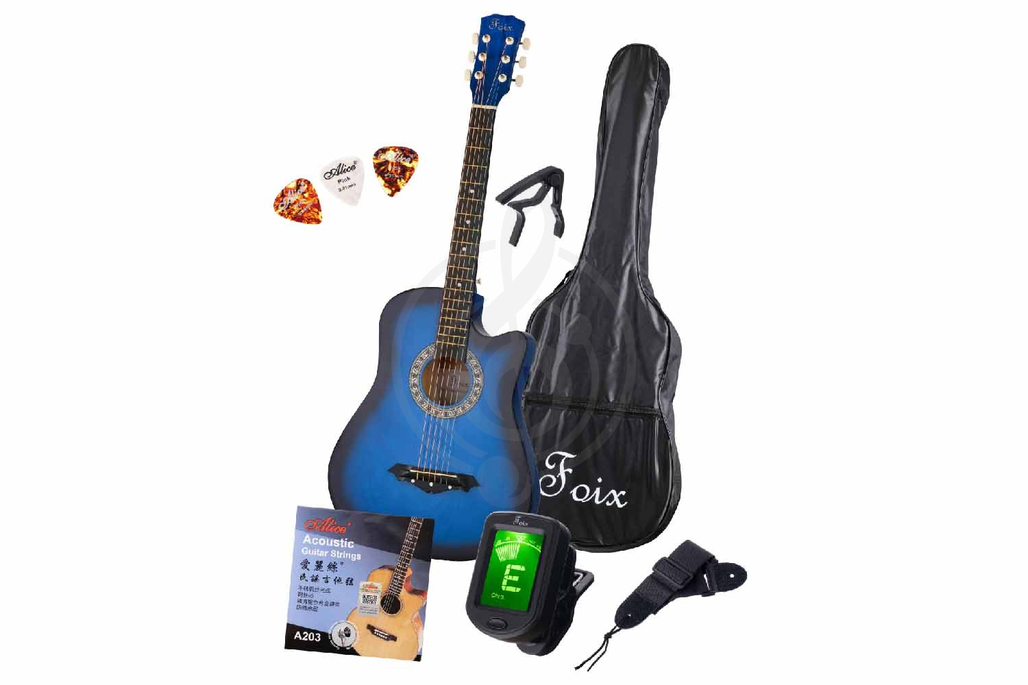 Акустическая гитара Foix FFG-2038CAP-BL - Комплект акустической гитары, Foix FFG-2038CAP-BL в магазине Доминанта мьюзик - фото 1