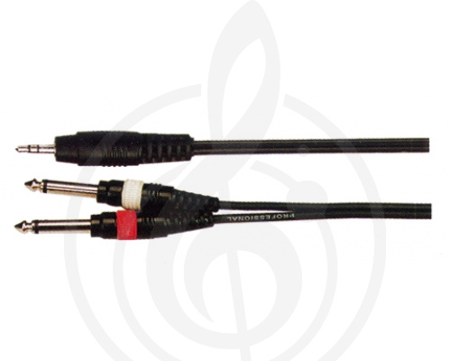 Y-кабель Y-межблочный кабель Force FORCE FLC-38/1,5 - аудио шнур Jack mini (stereo) - 2xJack mono  (1.5м). FLC-38/1,5 - фото 1