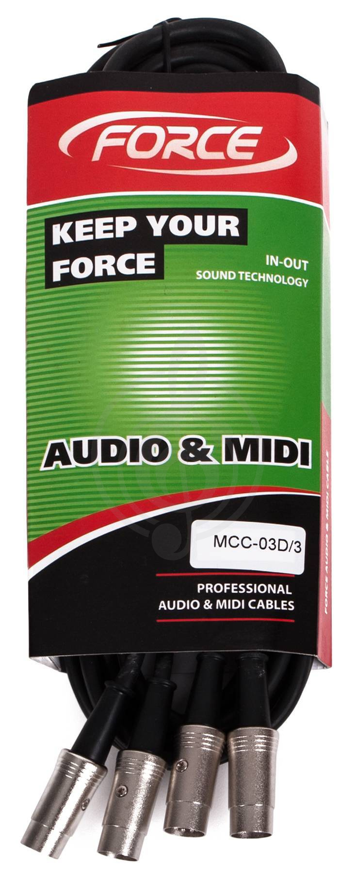 MIDI кабель Кабель MIDI Force FORCE MCC-03D/3 - сдвоенный MIDI шнур: 2 x DIN 5PIN ---2 x DIN 5PIN, длина 3 метра MCC-03D/3 - фото 1