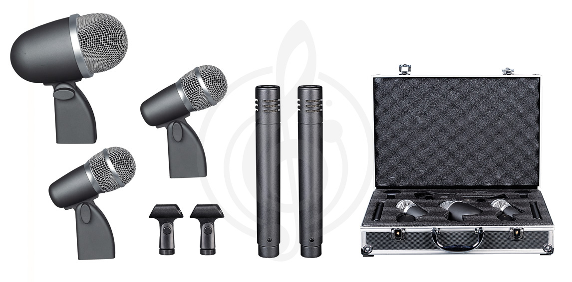 Инструментальный микрофон Инструментальные микрофоны GLORIK GLORIK GM-5P Набор инструментальных динамических микрофонов GM-5P - фото 1