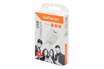 ЗУ и аккумуляторы GoPower 00-00018569 - Сетевое зарядное устройство GP1U 1USB 2.4A 12W, белый,  00-00018569 в магазине DominantaMusic - фото 2