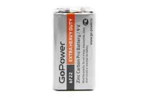 Изображение GoPower Carbon Zinc PRO - Элемент питания Крона 6F22 9В, солевой