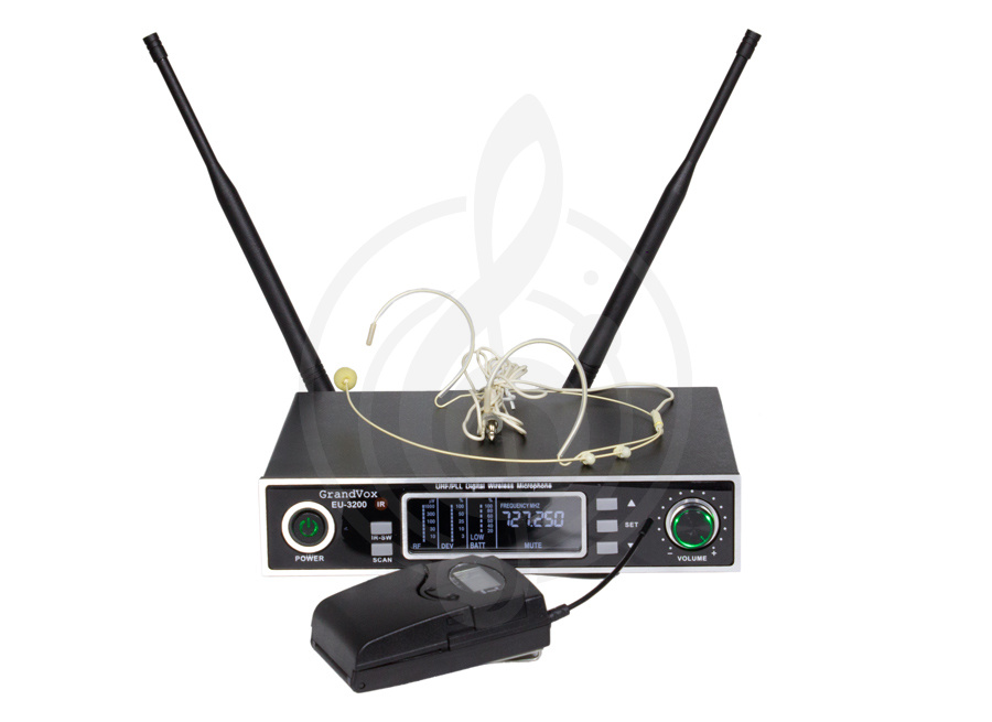 Радиосистема с головным микрофоном Радиосистемы с головным микрофоном GrandVox GrandVox EU-3200HS Цифровая радиосистема UHF(500-900Mhz)/PLL DIGITAL с головной гарнитурой EU-3200HS - фото 1
