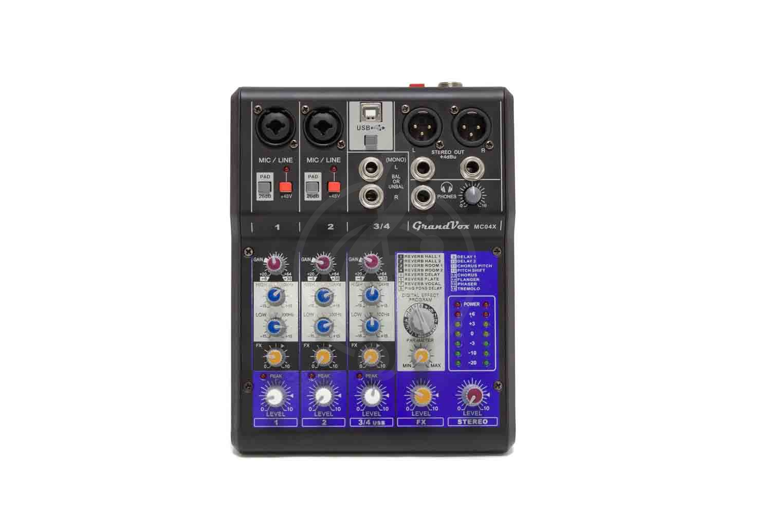 Аналоговый микшер GrandVox MC-04X USB Микшерный пульт аналоговый, GrandVox MC-04X в магазине Доминанта мьюзик - фото 1