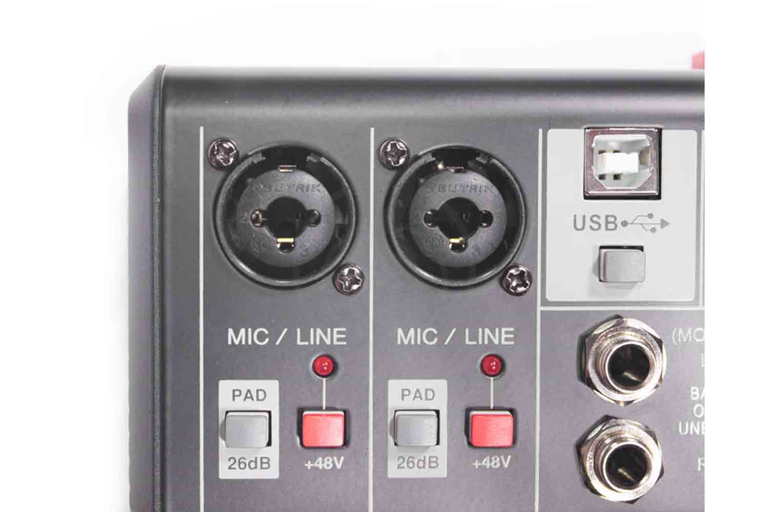 Аналоговый микшер GrandVox MC-04X USB Микшерный пульт аналоговый, GrandVox MC-04X в магазине Доминанта мьюзик - фото 3