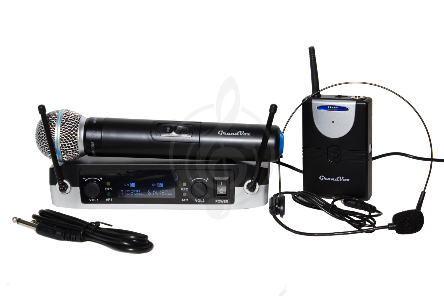 Радиосистема с головным микрофоном Радиосистемы с ручным передатчиком GrandVox GrandVox UF-22SHB - Радиосистема с микрофоном и гарнитурой UF-22SHB - фото 1
