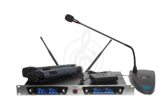 Изображение GrandVox UT-4800HH Радиосистема, 2 ручных микрофона, 1 головной микрофон, 1 трибунный микрофон